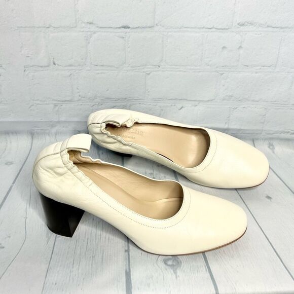 NEW Everlane bone ivory supple leather chunky block Day heels size 7.5 - Picture 11 of 11